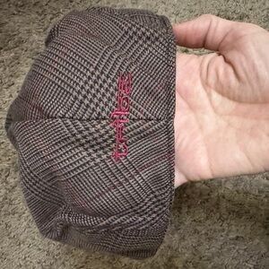 Tribe Brown Plaid Cap with Pink Embroidery